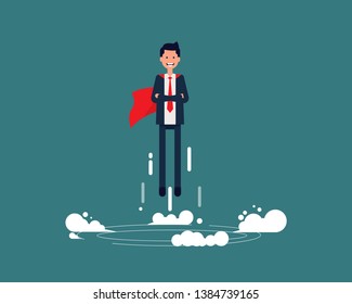 Male office worker successful. Vector illustration Achievement business concept, Career Growth, Leadership