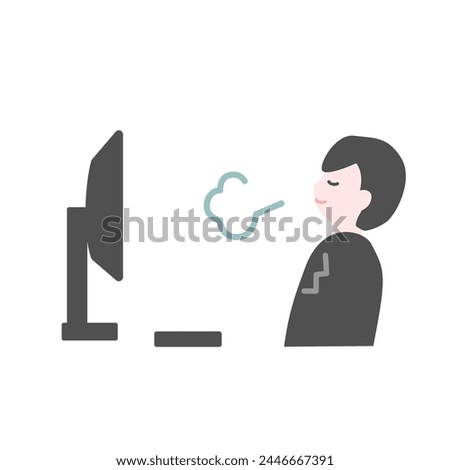 A male office worker taking a break in front of the PC