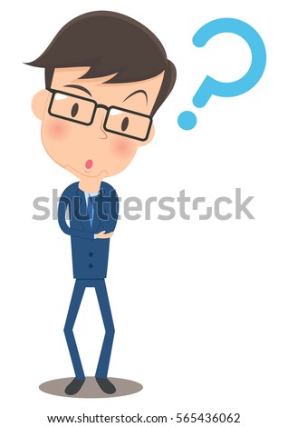 Male office worker thinks