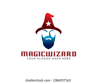 male old wizard with beard and red star hat