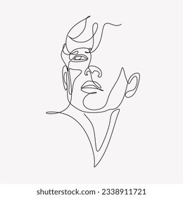 Male one line drawing vector minimalist logo