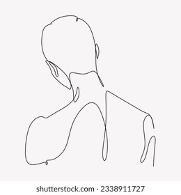 Male one line drawing vector minimalist logo