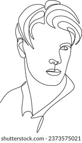 Male one line drawing vector minimalist logo.Fashionable minimal portrait. Beauty logo
