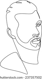 Logotipo minimalista del vector de dibujo de una línea macho.Retrato mínimo de moda. Logo de belleza