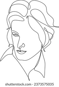 Male one line drawing vector minimalist logo.Fashionable minimal portrait. Beauty logo