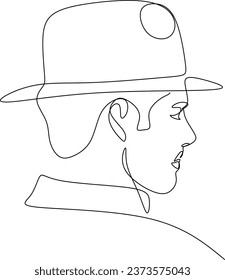 Male one line drawing vector minimalist logo.Fashionable minimal portrait. Beauty logo