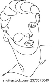Male one line drawing vector minimalist logo.Fashionable minimal portrait. Beauty logo