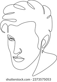 Male one line drawing vector minimalist logo.Fashionable minimal portrait. Beauty logo