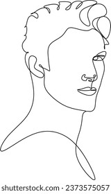 Logotipo minimalista del vector de dibujo de una línea macho.Retrato mínimo de moda. Logo de belleza