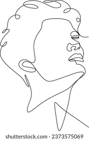 Logotipo minimalista del vector de dibujo de una línea macho.Retrato mínimo de moda. Logo de belleza