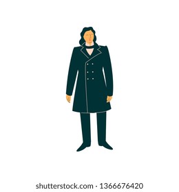 Male Opera Singer Performing On Stage, Man Giving Representation Wearing Retro Black Suit Vector Illustration