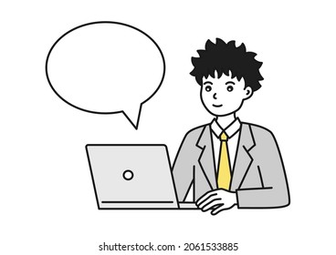 A male operating a computer Business parson