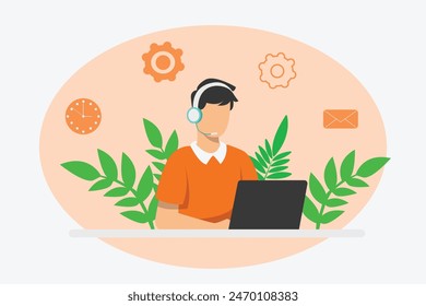 Operadores masculinos hablando con el Cliente