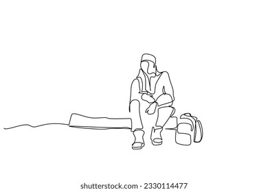 male outdoor walking sitting on tree branch nature lifestyle line art