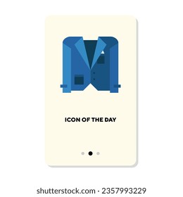 Male outerwear flat icon. Suit blazer isolated vector sign. Clothes and wear concept. Vector illustration symbol elements for web design and apps