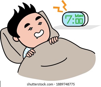 Male oversleeping office worker single illustration material