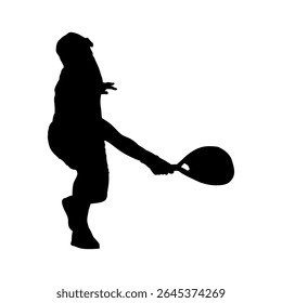 Male Padel Player Silhouette in Powerful Swing Pose, Silhouette of Man Playing Padel with Extended Arm Motion