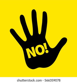 Male palm with inscription no. Vector illustration