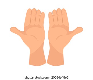 Männliche Handflächen, ausgestreckte Hände, Vektorgrafik.