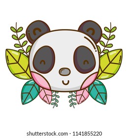 male panda head with exotic branches and leaves