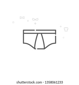 Male Panties Vector Line Icon. Clothes, Garments Symbol, Pictogram, Sign. Light Abstract Geometric Background. Editable Stroke. Adjust Line Weight. Design with Pixel Perfection.