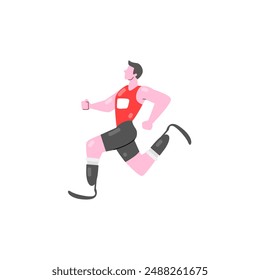 Male paralympic runner character with red shirt