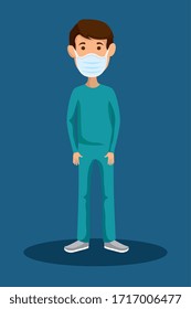 paramedizinisch mit Gesichtsmaske einzeln auf Symbolbildern Vektorillustration