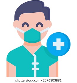 Male Patient Icon Flat Vector Illustration