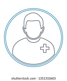 Male Patient profile line icon with circle shape.