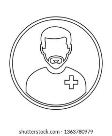 Male Patient profile line icon with circle shape.