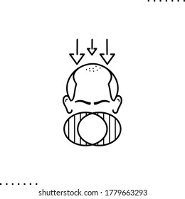 Male pattern baldness vector icon in outlines