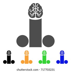 Male Penis Brain icon. Vector illustration style is a flat iconic male penis brain symbol with black, gray, green, blue, yellow color versions. Designed for web and software interfaces.