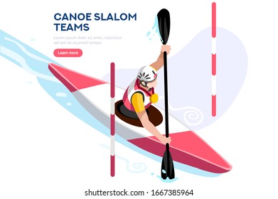 Male of person celebrate summer games athletics medal. Sportive people celebrating canoeing kayak team. Canoeist athlete symbol victory celebration. Sports cartoon symbolic flat vector illustration.