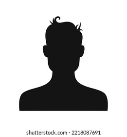 Male person head portrait, man short hairstyle, character silhouette. Vector social media network account avatar profile. Anonymous business staff member