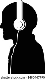Male person with headphone vector icon