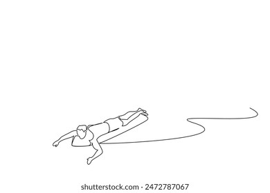 male person sea vacation surfboard lifestyle one line art design vector