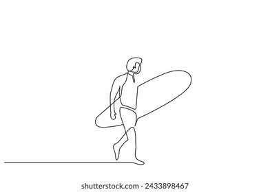 male person summer activity surfboard sport one line art design