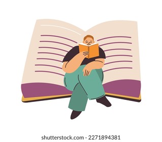 Male personage reading books, isolated man with publication in hands. Hobby and pastime or reader or bookworm, leisure and education or development of skills. Vector in flat style illustration