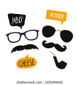 Male photo booth props vector