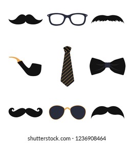 Male photo booth props vector