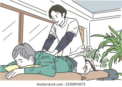Male physiotherapist doing a holistic massage

