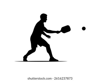 Male pickleball player silhouette vector flat illustration design.