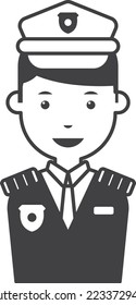 male pilot illustration in minimal style isolated on background