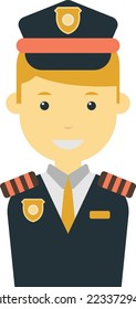 male pilot illustration in minimal style isolated on background