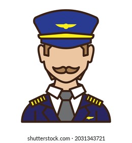 Male pilot ready to fly. Flat icon style, fully editable in vector format, suitable for EPS 10.

