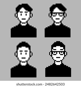 Male pixel art character logo icon vector