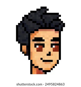 Male pixel art character logo icon vector