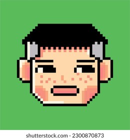 male pixel illustration design with freckles on face