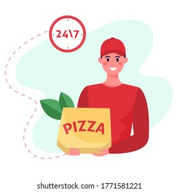 Male Pizza Delivery Man Uniform Box Stock Vector Royalty Free Shutterstock