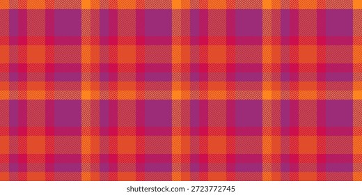 Vetor têxtil xadrez masculino, textura nostálgica padrão sem emenda. Cenário tartan verificar o fundo do tecido na paleta de cores vermelho e rosa.